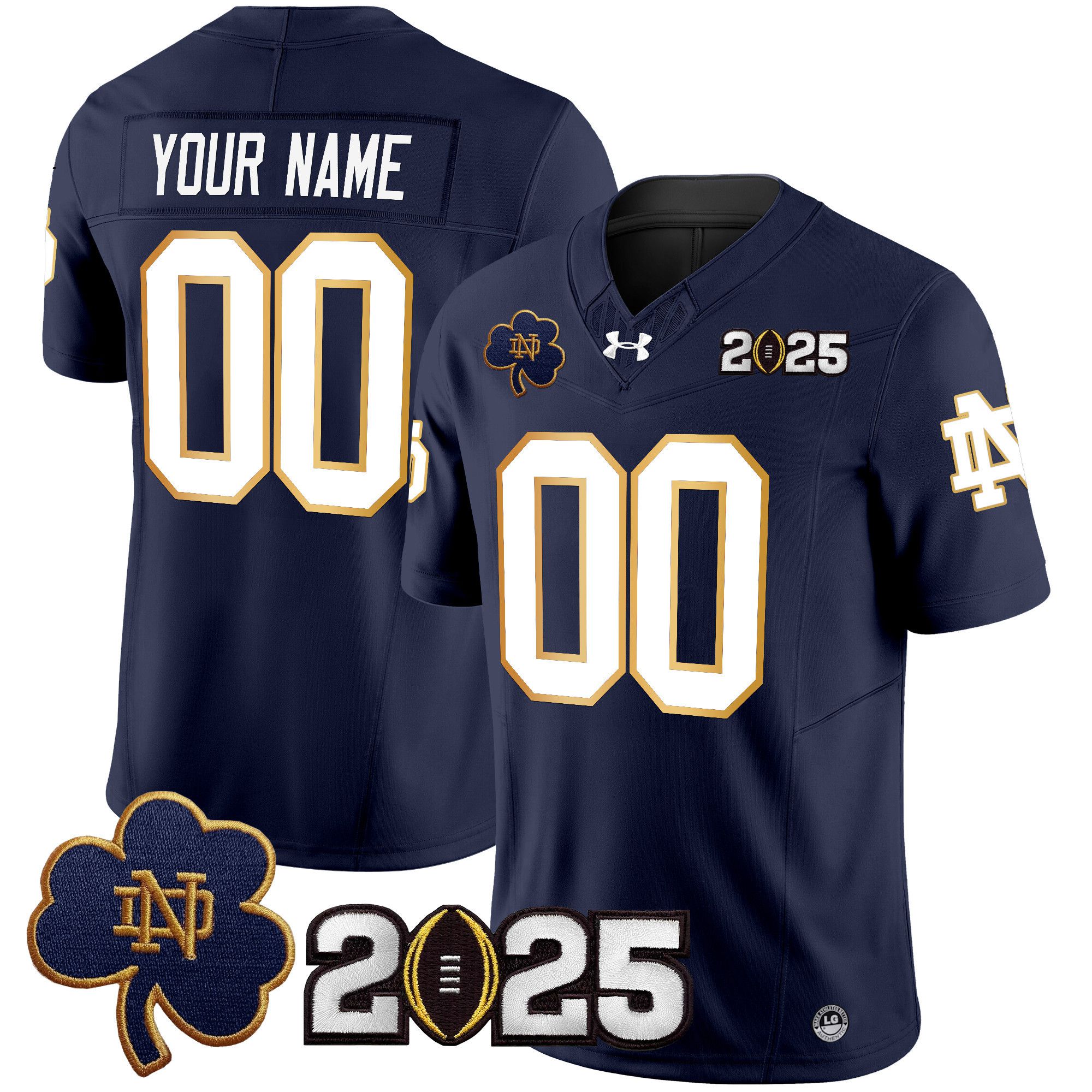 Men Notre Dame Fighting Irish Blue 2025 CFP Final Patch Vapor Limited Custom NCAA Jersey